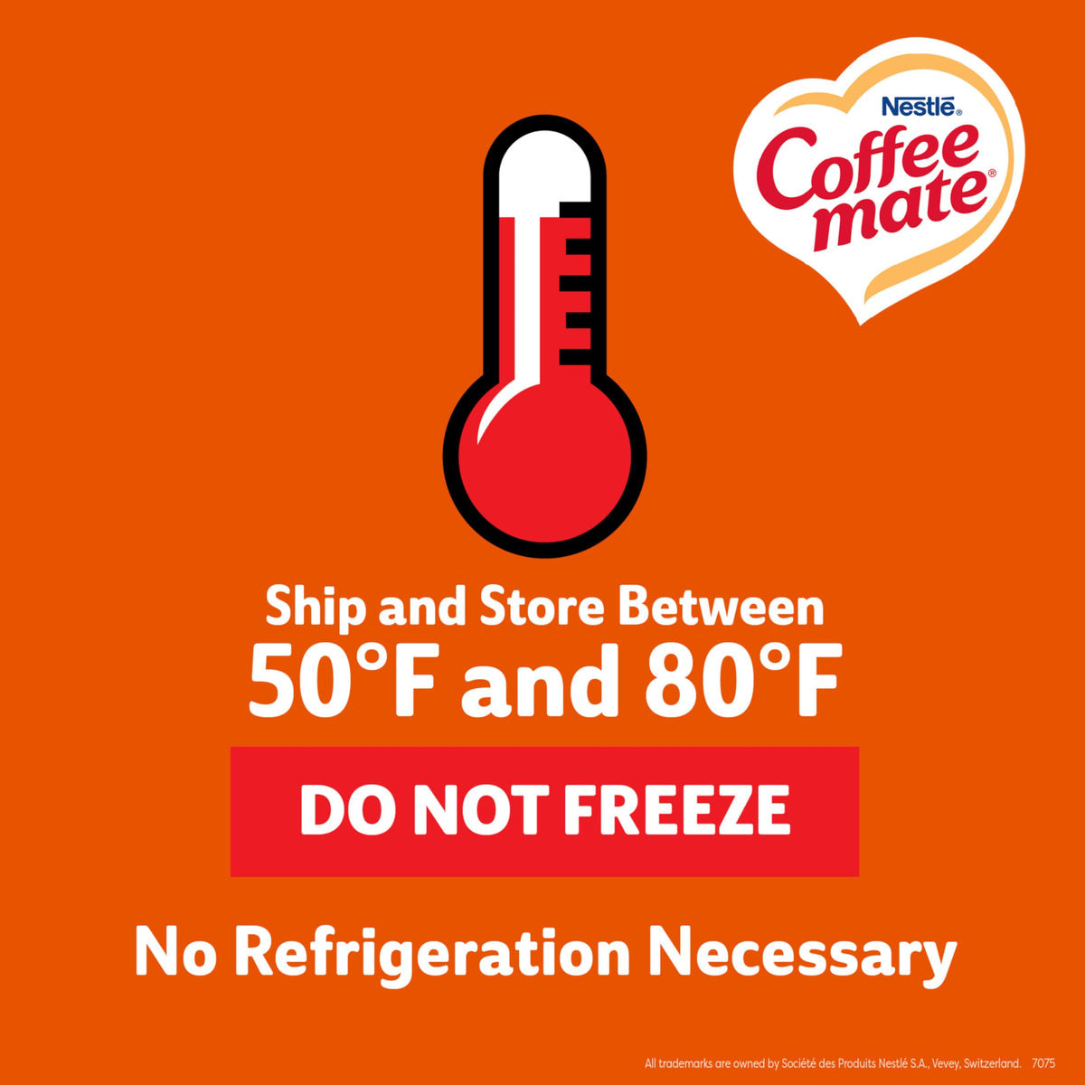 Coffee Mate Hazelnut fresh-pack display shows easy-to-store powder creamer.