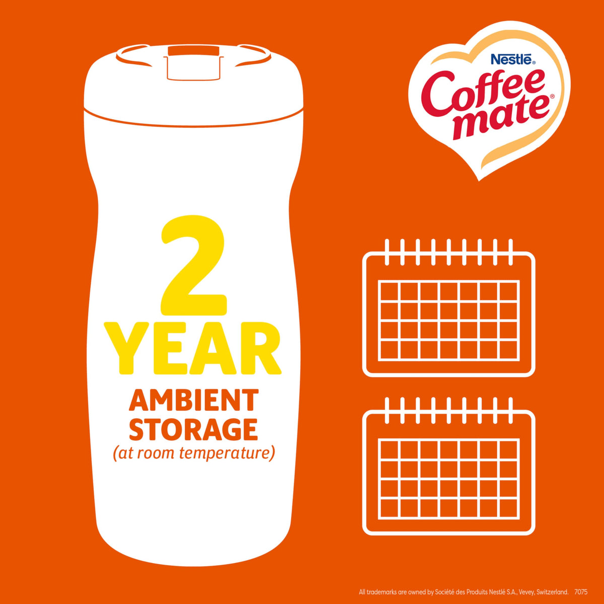 Coffee Mate Hazelnut label close-up highlighting shelf-stable flavor.