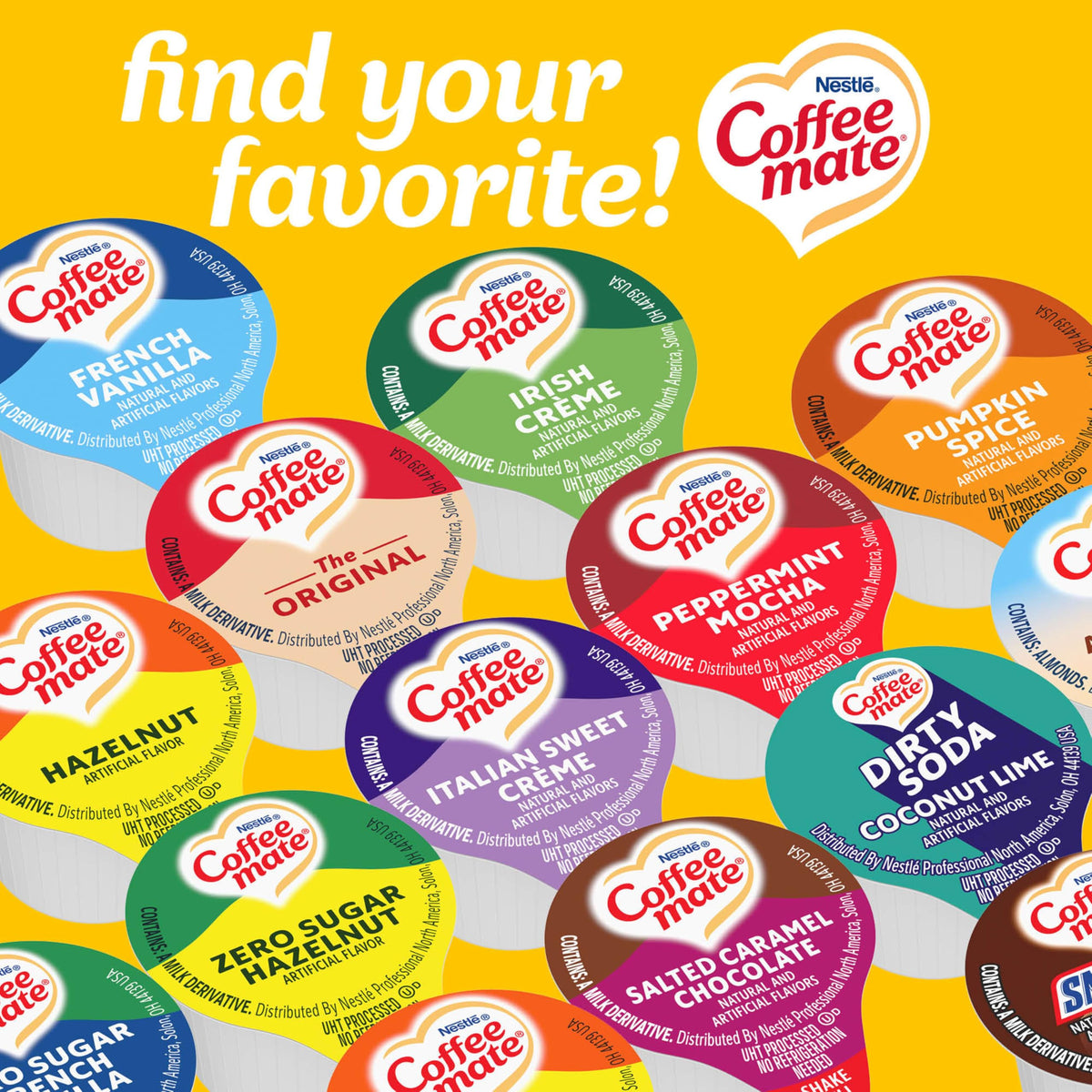 Non-dairy Coffee Mate hazelnut creamer supports lactose-free beverages