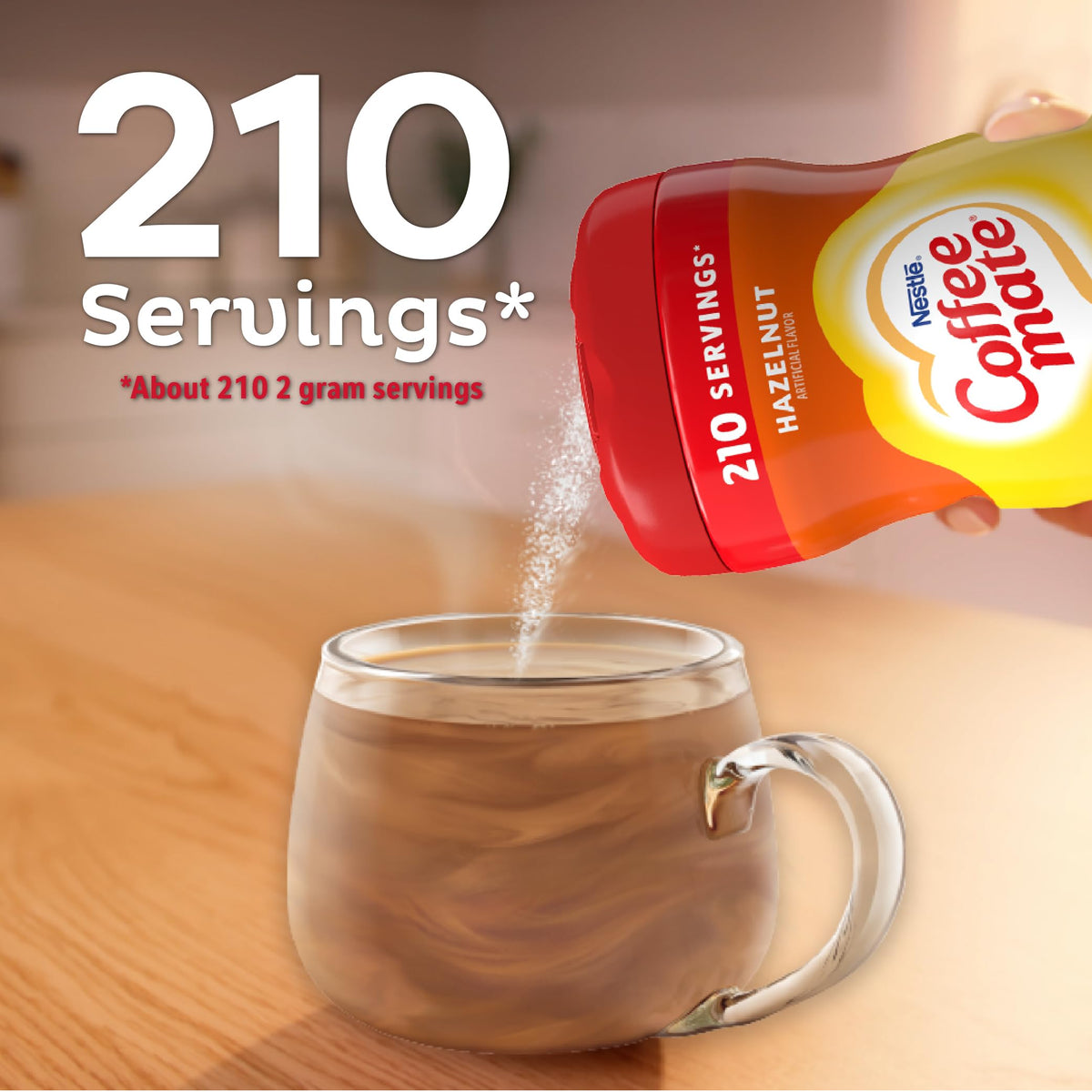 Coffee-mate Hazelnut powder creamer with gluten-free attributes in packaging