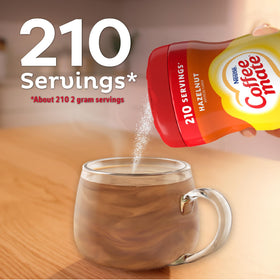 Coffee-mate Hazelnut powder creamer with gluten-free attributes in packaging