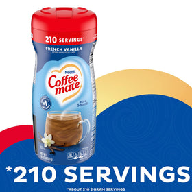 Pouring Coffee Mate Hazelnut creamer into coffee for flavor swirls