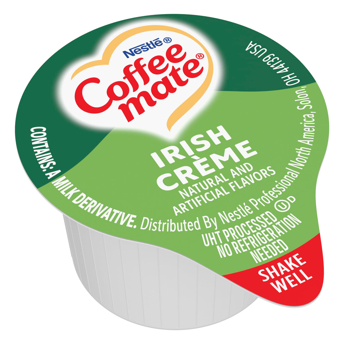 Coffee-mate Irish Creme travel-pack liquid creamer for portable daily indulgence.