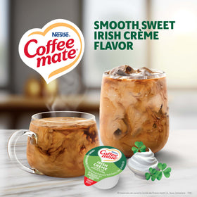 Close-up of Coffee Mate Irish Creme creamer tub