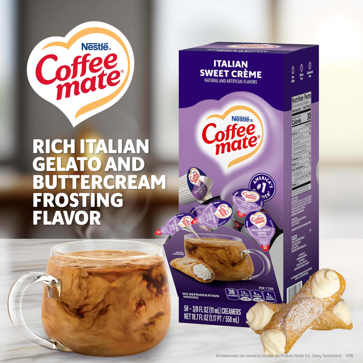 Coffee mate Italian Sweet Creme dispenser box; mess-free office coffee solution