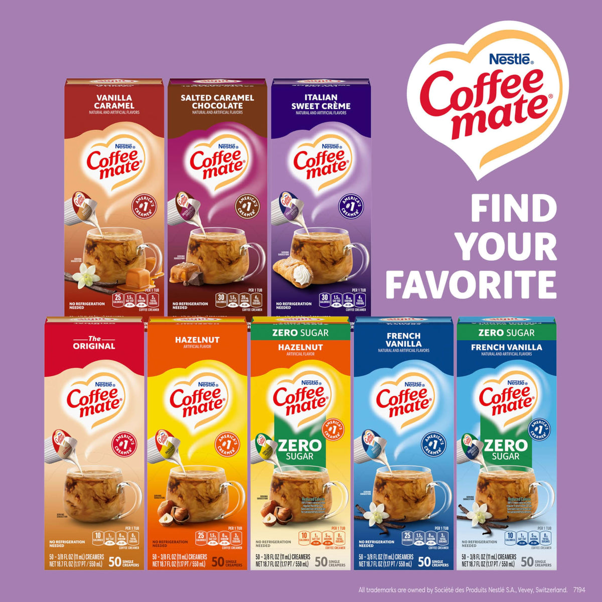 Coffee mate Italian Sweet Creme 9-month shelf life; long-lasting pantry staple