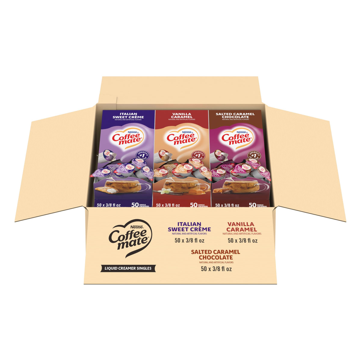 Coffee mate Italian Sweet Creme single, rich gelato-inspired flavor, shelf-stable and ready to pour.