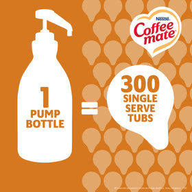 Coffee mate liquid concentrate close-up highlighting shelf-stable formula for ready-to-use creamer.