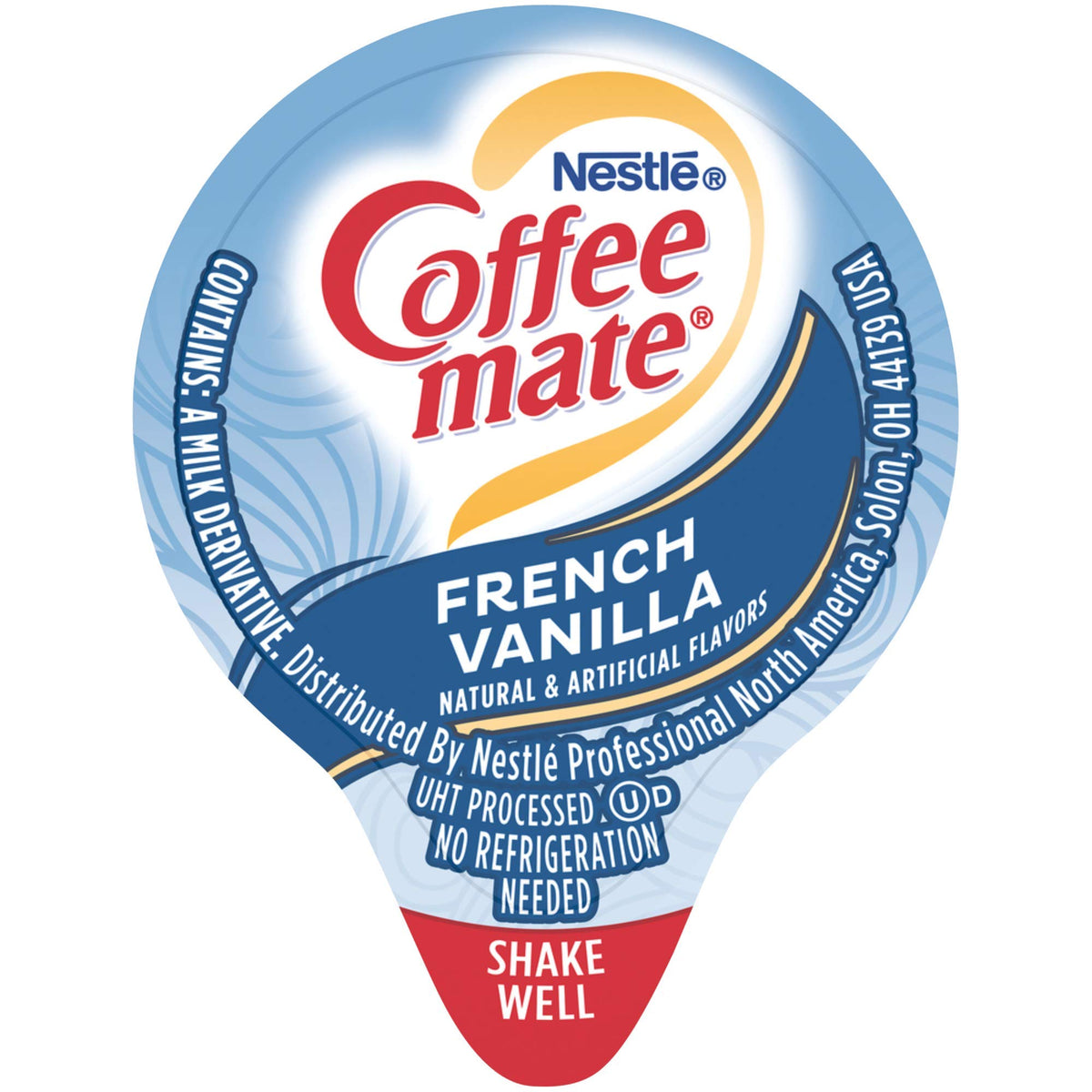 Coffee Mate NES35170 French Vanilla creamer close-up showing velvety smooth texture.