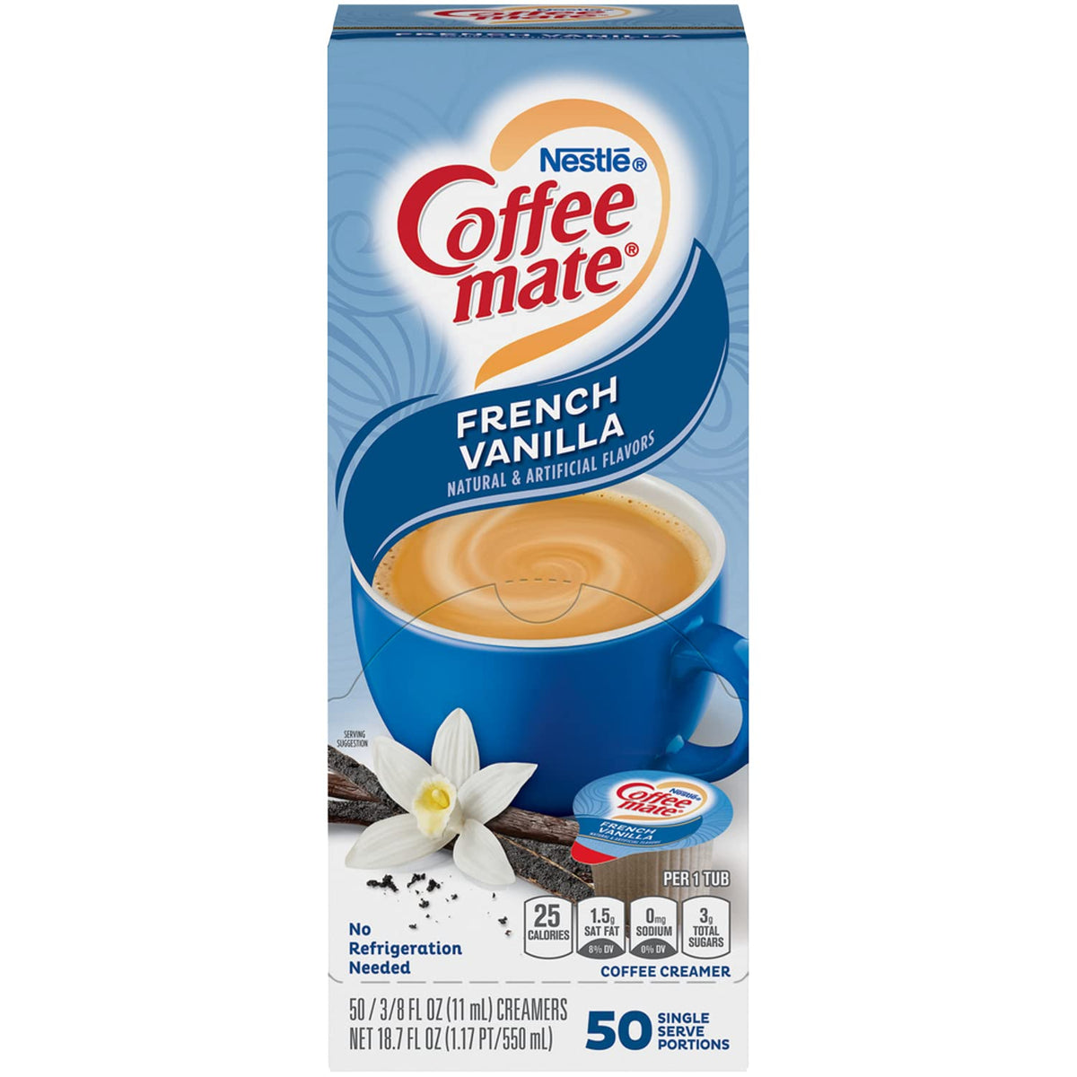 Coffee Mate NES35170 French Vanilla mini cups ready for on-the-go creaminess.