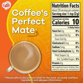 Coffee-mate Hazelnut non-dairy creamer powder labels highlight gluten-free ingredients