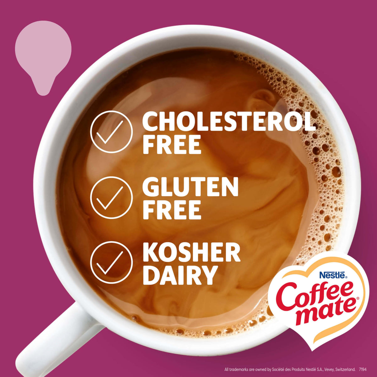 Coffee Mate non-dairy lactose-free and kosher-label creamer beside a cup