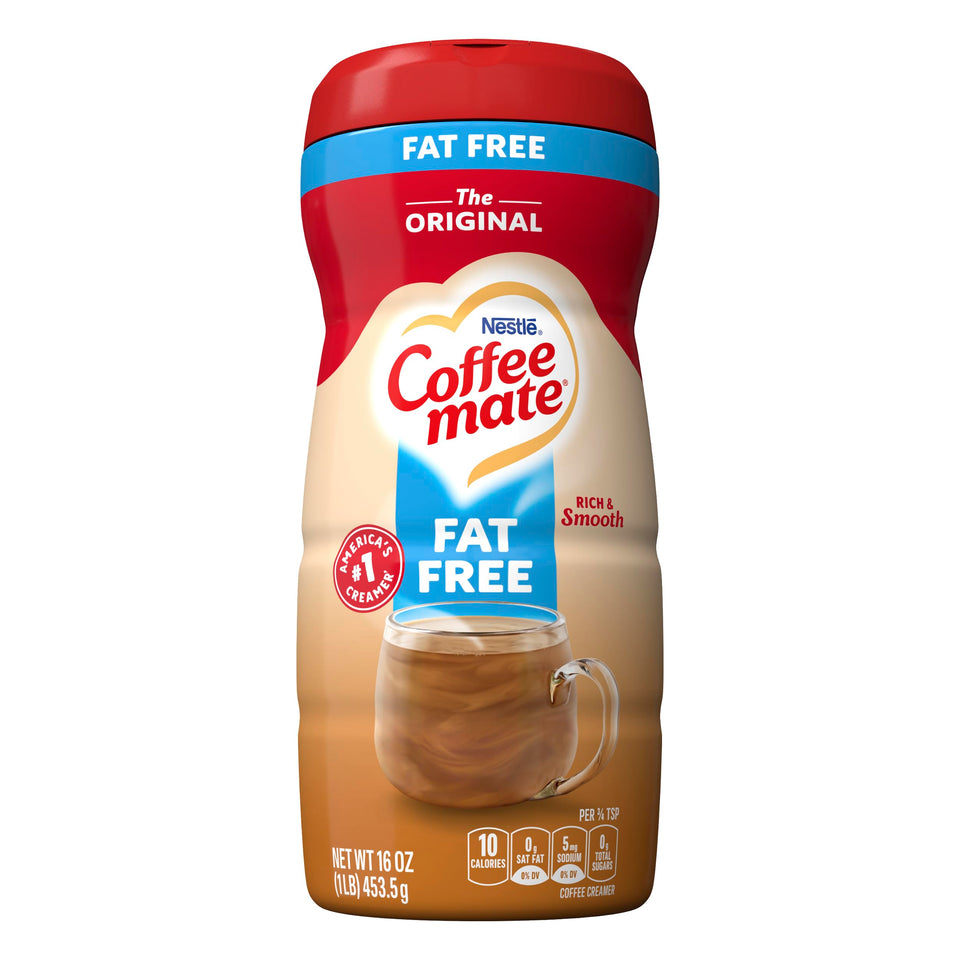 Coffee Mate Original Fat Free Creamer 16 oz box in a 12-pack boosts daily coffee flavor