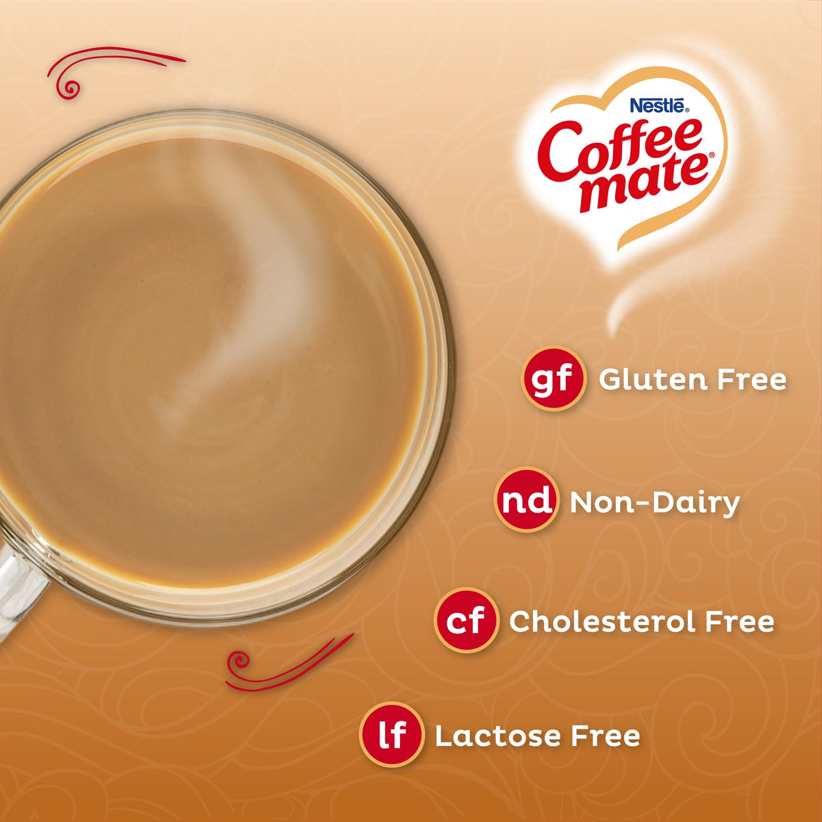 Coffee Mate Original fat-free powder dissolving in hot coffee for smooth blend