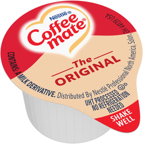 Coffee Mate Original gluten-free formula blends smoothly with beverages.