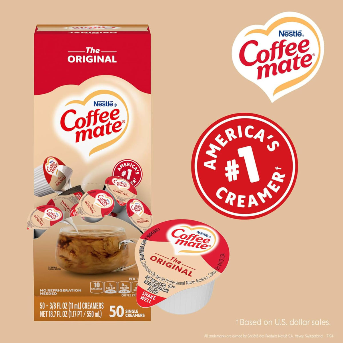 Coffee Mate Original Kosher Dairy creamer enhances coffee with ready-to-use flavor.