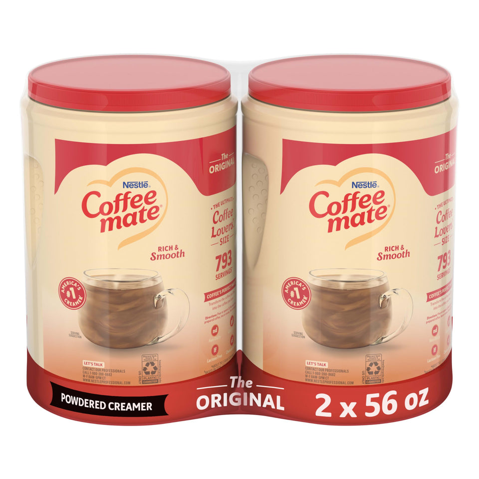 Coffee Mate Original powder creamer bulk 2x56 oz enhances coffee flavor.
