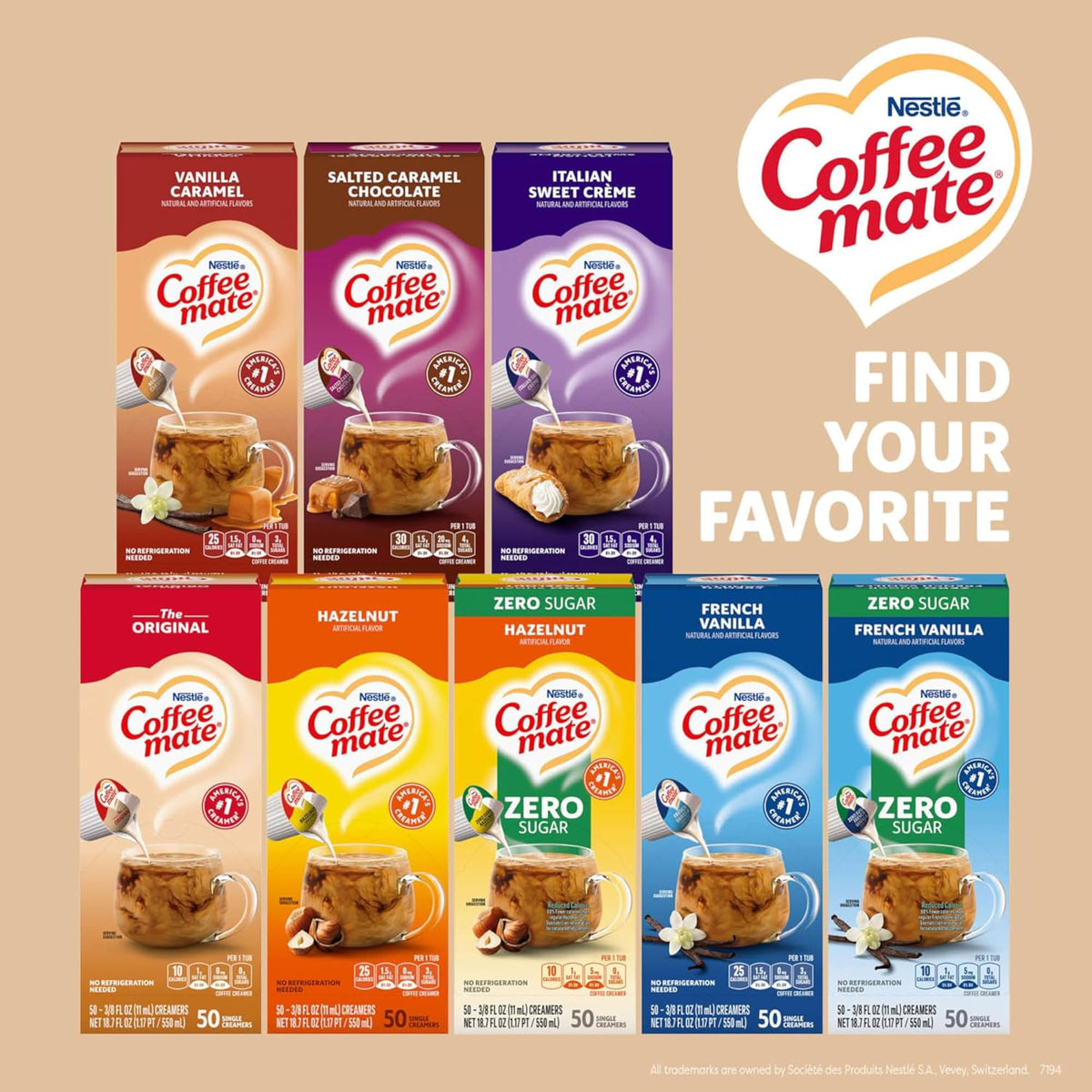 Coffee Mate Original Regular flavor provides a familiar coffee creamer.