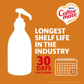 Coffee mate pack-2-bottles arranged for convenient office break-room coffee service.