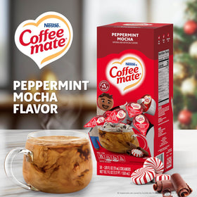 Coffee mate foamy mug with peppermint mocha swirl, ideal for cozy mornings.