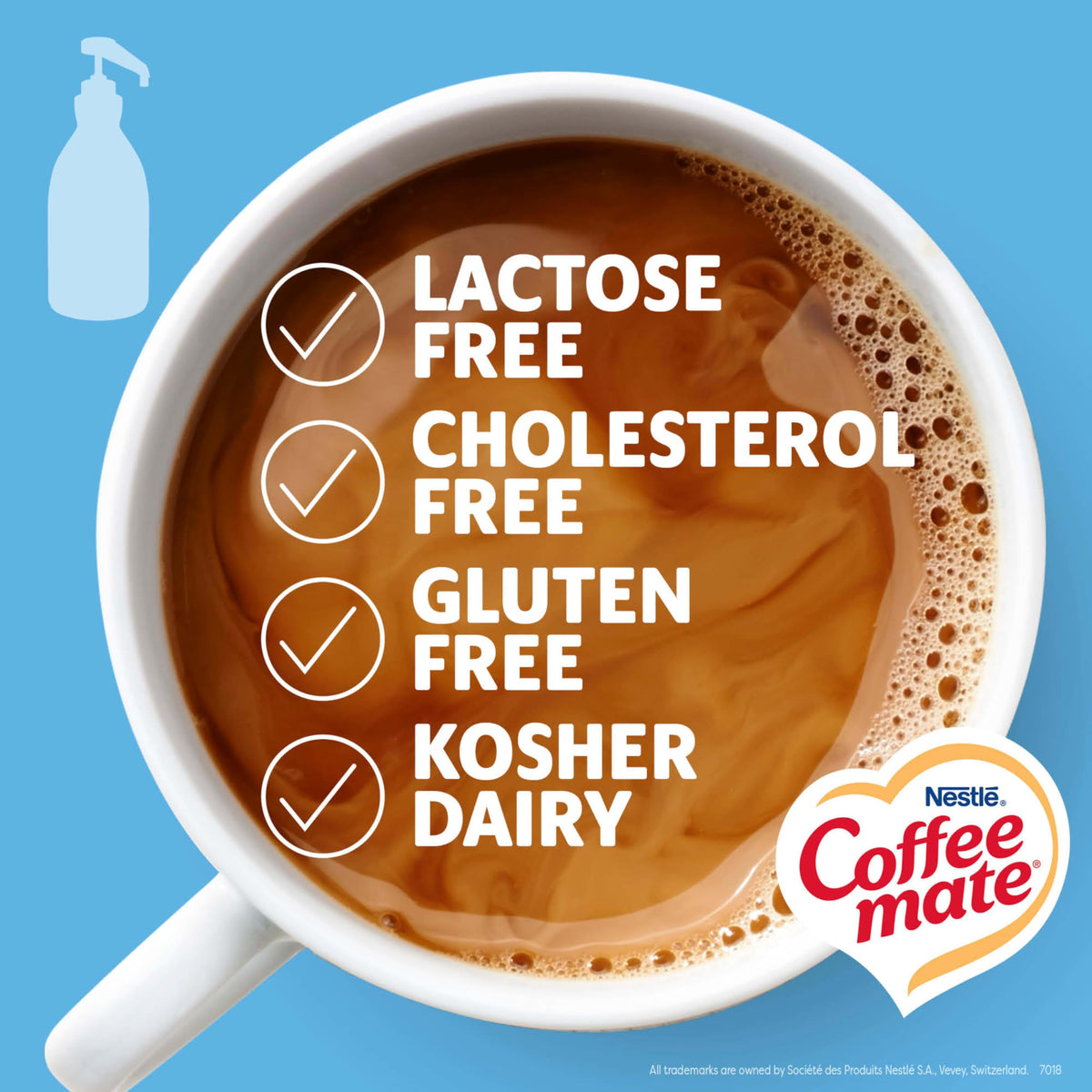 Coffee Mate tamper-proof pump bottle keeps creamer secure.