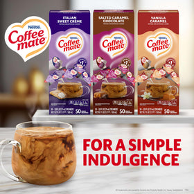 Coffee mate Salted Caramel Chocolate single, indulgent blend; convenient for on-the-go coffee moments.