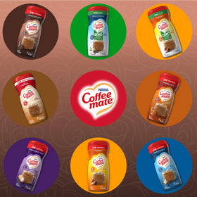 Coffee Mate shelf-stable powdered creamer ready to blend in hot beverages
