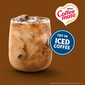 Shelf-stable Coffee Mate Snickers creamer stored at room temperature.