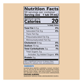 Coffee Mate Vanilla Almond Milk creamer packaging in a 50-count box.