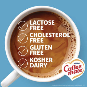 Swirl of vanilla and hazelnut in a mug of coffee with Coffee Mate