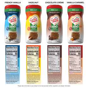 Coffee mate Zero Sugar Chocolate Creme bottle boosts coffee richness, without sugar.