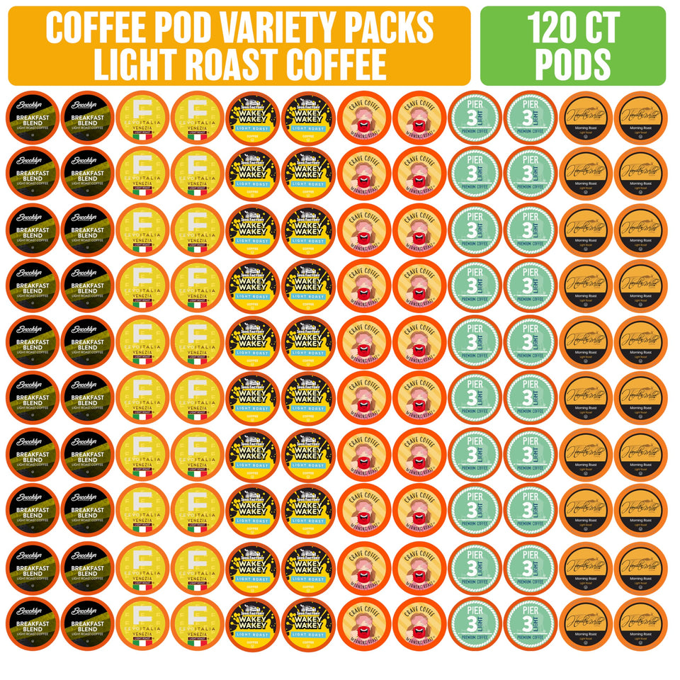 Coffee Pod Variety Packs light roast sampler offers six blends for bright mornings.