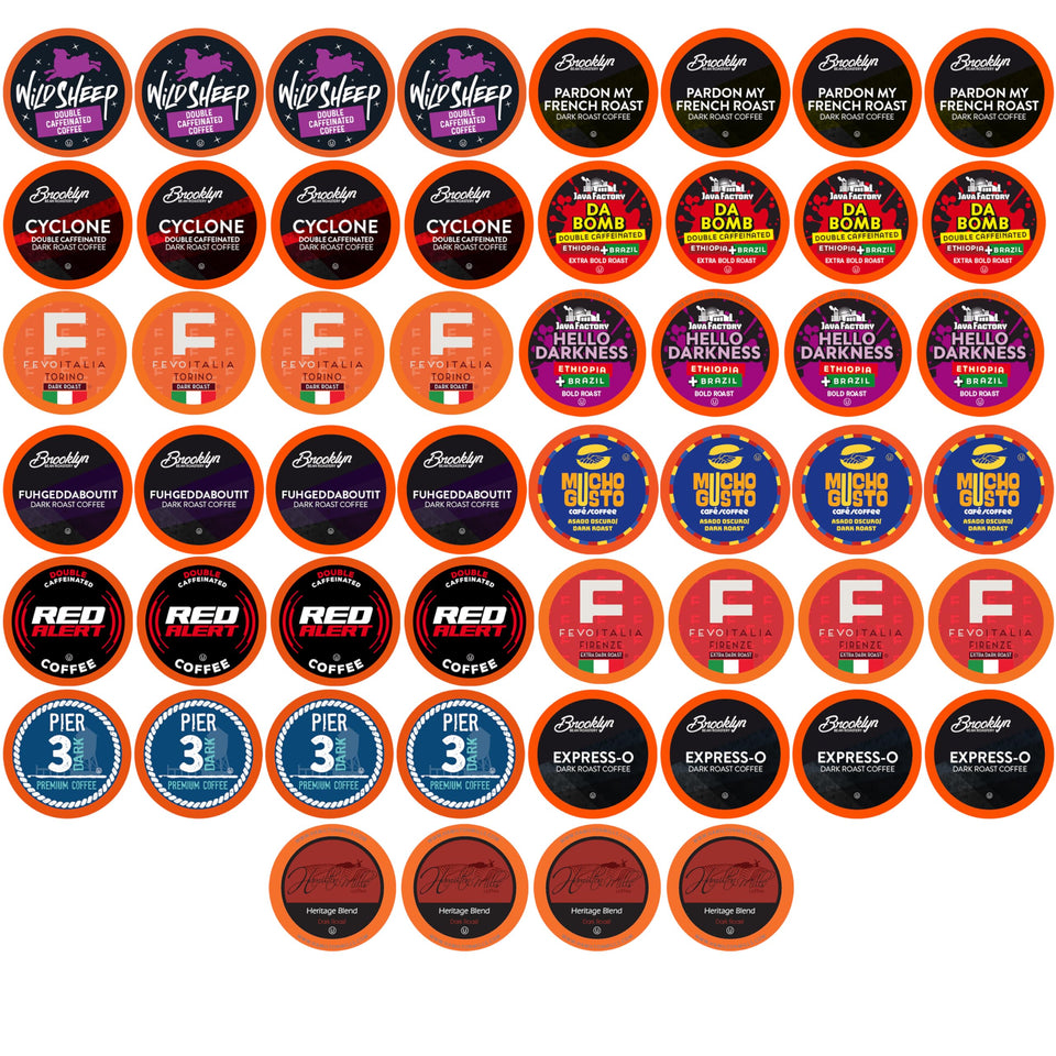 Coffee Pod Variety Packs sampler with dark roast selection for bold morning flavor.