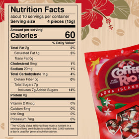 Coffee Rio Kona Island Blend individually wrapped candies stay fresh on the go.