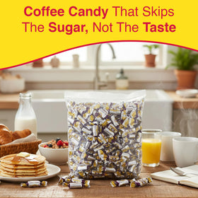 Coffee Rio Latté candy bulk bag highlighting premium ingredients and freshness