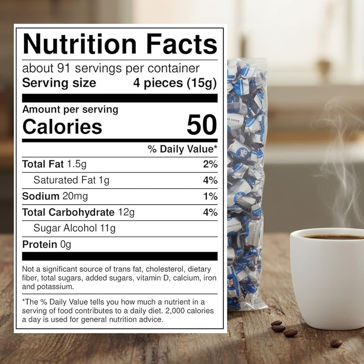 Coffee Rio sugar-free original coffee candy individually wrapped for easy, mess-free snacking