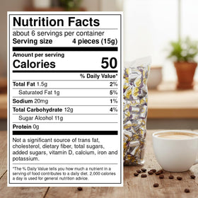 Coffee Rio Sugar-Free Latté Candies on desk offering quick, low-sugar pick-me-up