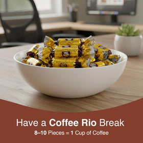 Three-pack Coffee Rio Candies with clear packaging badge.
