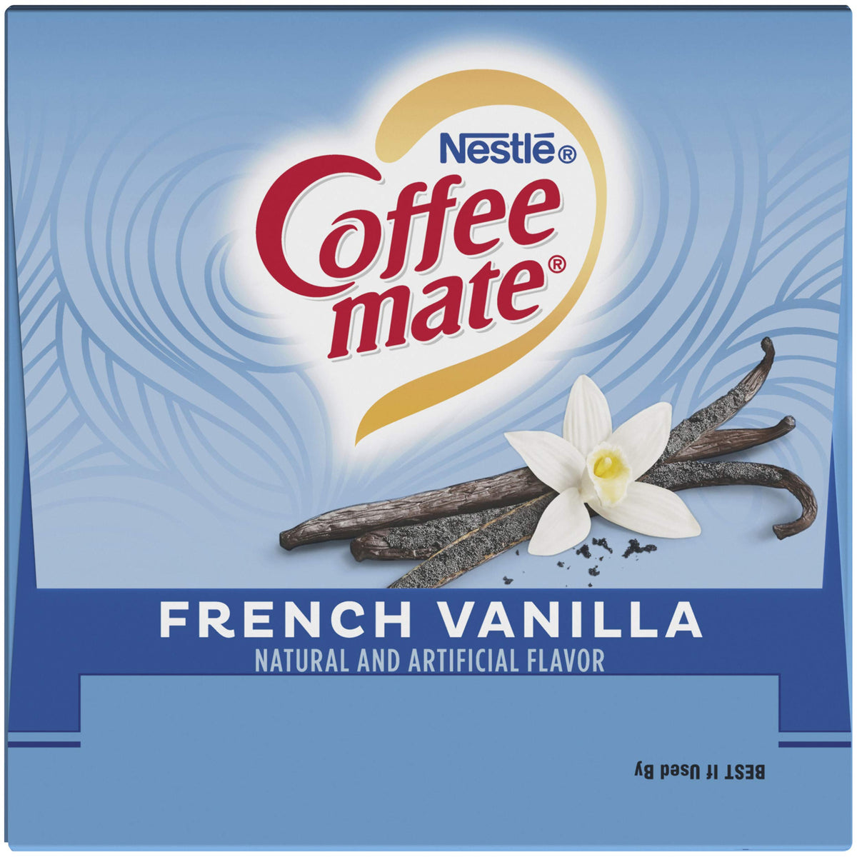 Four box packaging of Coffee Mate French Vanilla singles