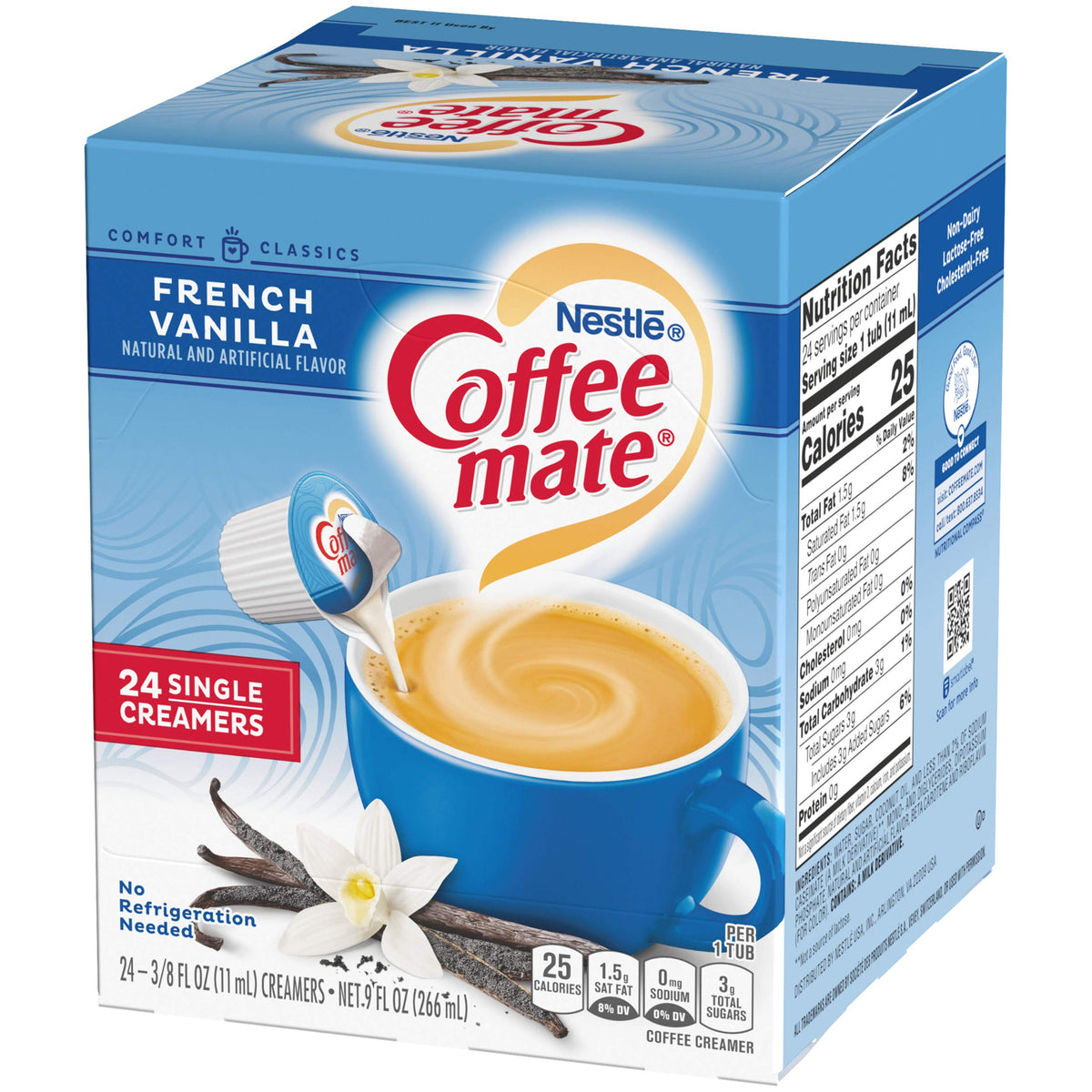 Coffee Mate French Vanilla cream in a mug for a richer, creamier coffee