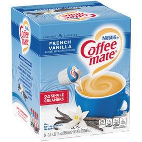Coffee Mate French Vanilla creamer being poured into a cup for a richer cup