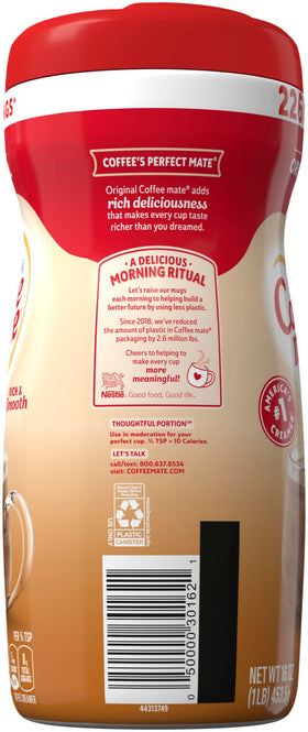 Coffee Mate open-lid convenience makes measuring and pouring effortless