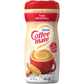 Pouring Coffee Mate Original non-dairy creamer into a cup for a smoother cup
