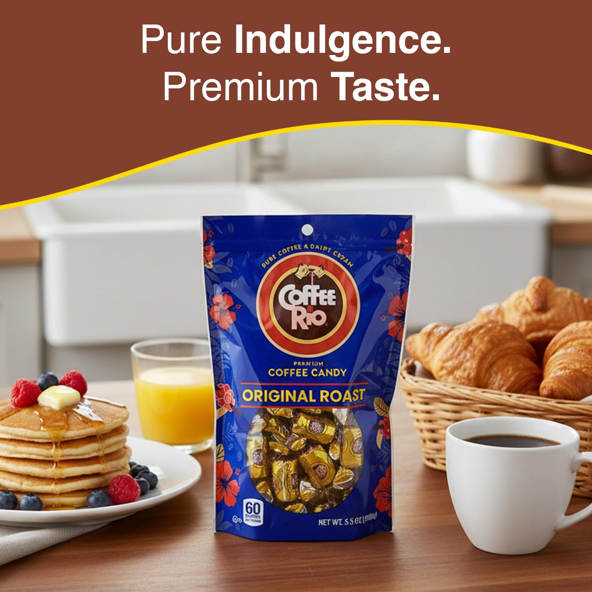 Coffee Rio Kona Island Blend candy stack suggests bold coffee flavor
