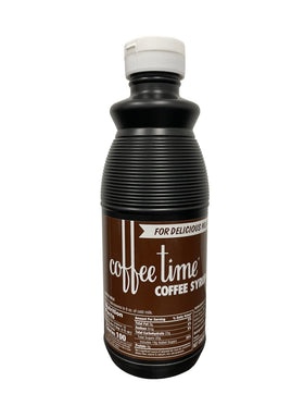 Coffeetime coffee syrup bottle 1 pint adds bold flavor to drinks and desserts.