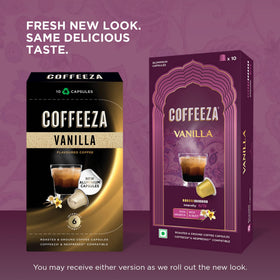 Coffeeza caramel notes captured in a capsule conveying warm sweetness