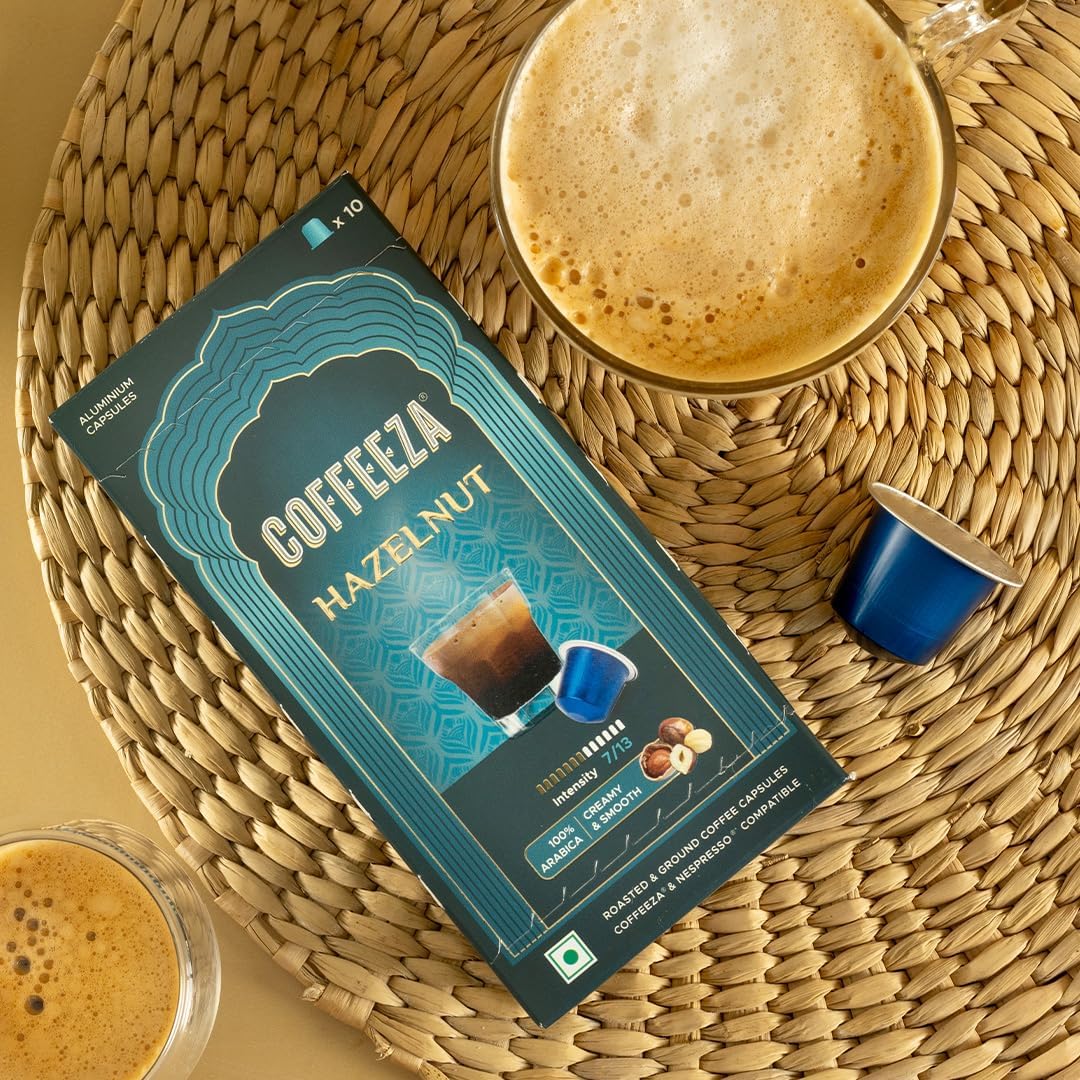 Coffeeza Hazelnut Creamy Notes image highlights creamy texture and arómatic hazelnut flavor.