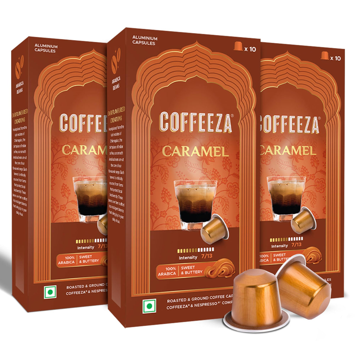 coffeeza caramel flavored pod with intensity 7 for originalline machines