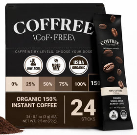 COFFREE dark roast instant coffee packet for bold flavor on the go.