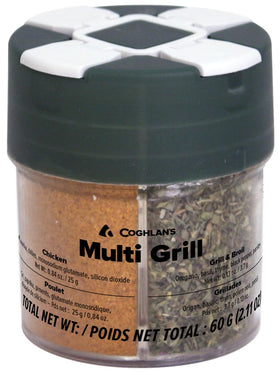 Coghlan's Multi-Grill Shaker with four compartments keeps spices organized for campfire meals.